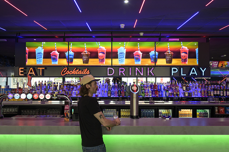 Bar back screens in social space