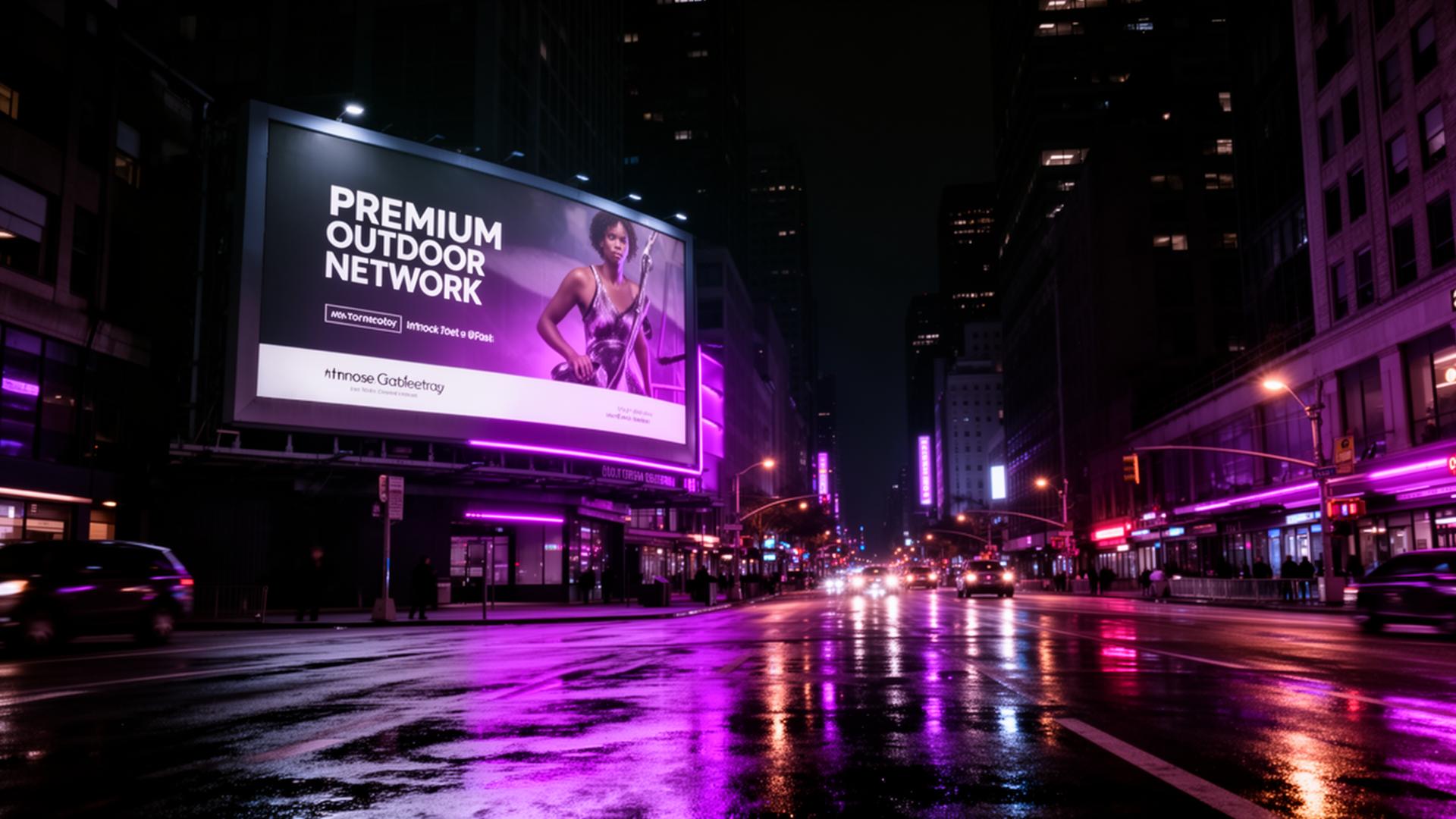 Premium outdoor digital billboard at night